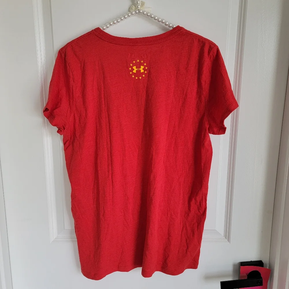 Unisex Under Armour Short Sleeve Loose Fit Heat Gear 4th of July Flag Tee Sz L